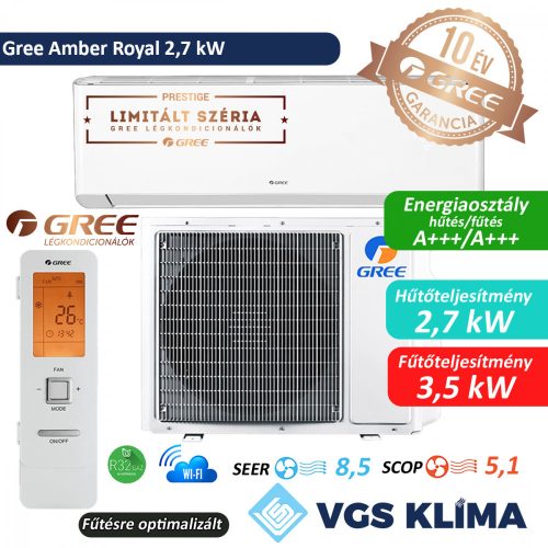 Gree Amber Royal 2,7 kW inverteres split klíma szett GWH09YD-S6DBA1A