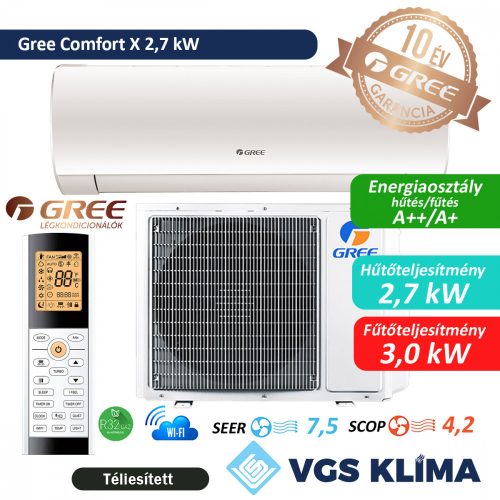 Gree Comfort X 2,7 kW inverteres split klíma szett GWH09ACC-K6DNA1F