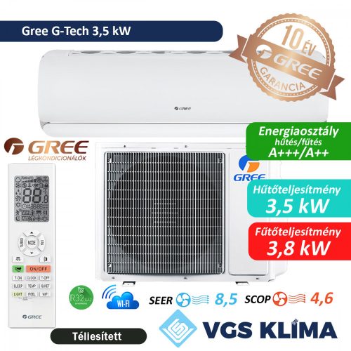 Gree G-Tech 3,5 kW inverteres split klíma szett GWH12AEC-K6DNA1A