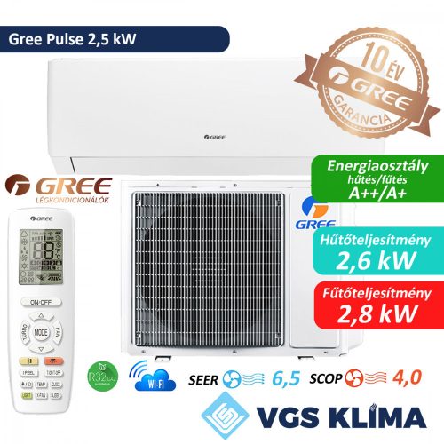 Gree Pulse 2,5 kW inverteres split klíma szett GWH09AGA-K6DNA1A