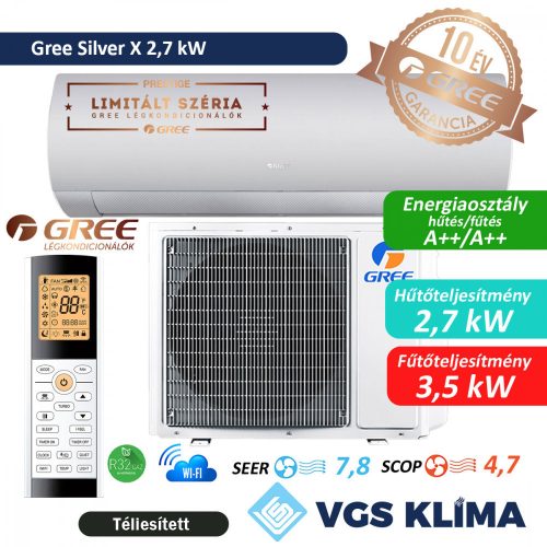 Gree Silver X 2,7 kW inverteres split klíma szett GWH09ACC-S6DBA1A - Silver