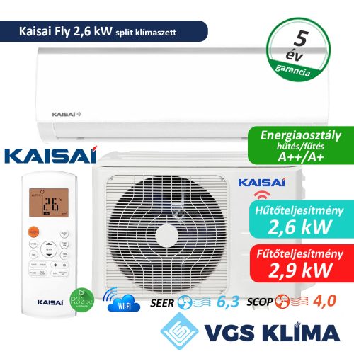 Kaisai Fly 2,6 kW inverteres split klíma szett KWX-09HRDI-KWX-09HRD0