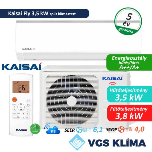 Kaisai Fly 3,5 kW inverteres split klímaszett KWX-12HRD1-KWX-12HRD0