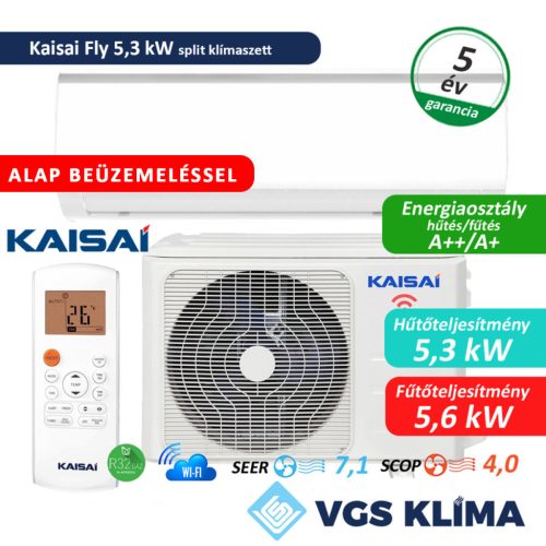 Kaisai Fly 5,3 kW inverteres split klíma szett szereléssel együtt