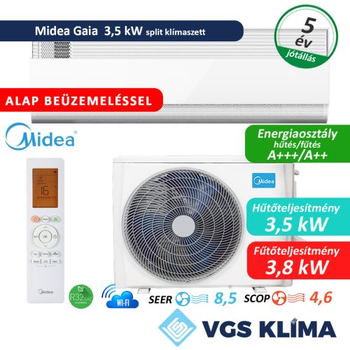 Midea Gaia 3,5 kW  split klíma szett szereléssel együtt