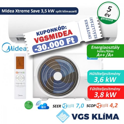 Midea Xtreme Save 3,5 kW split klímaszett MG2X-12-SP