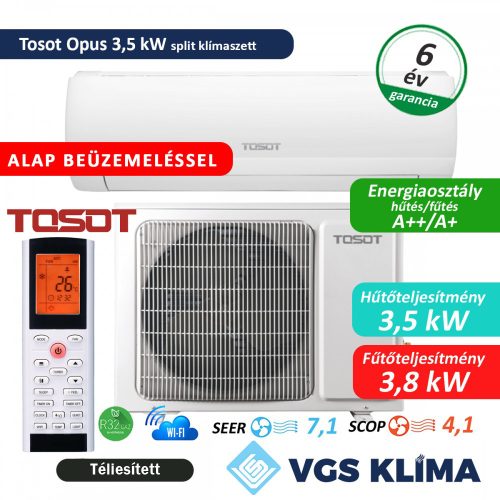 Tosot Opus 3,5 kW split klímaszett szereléssel együtt