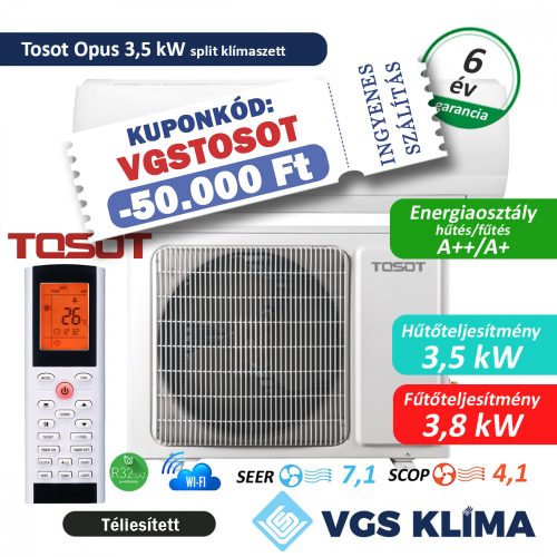 Tosot Opus 3,5 kW inverteres split klímaszett TWH12AFC-K6DNA2F